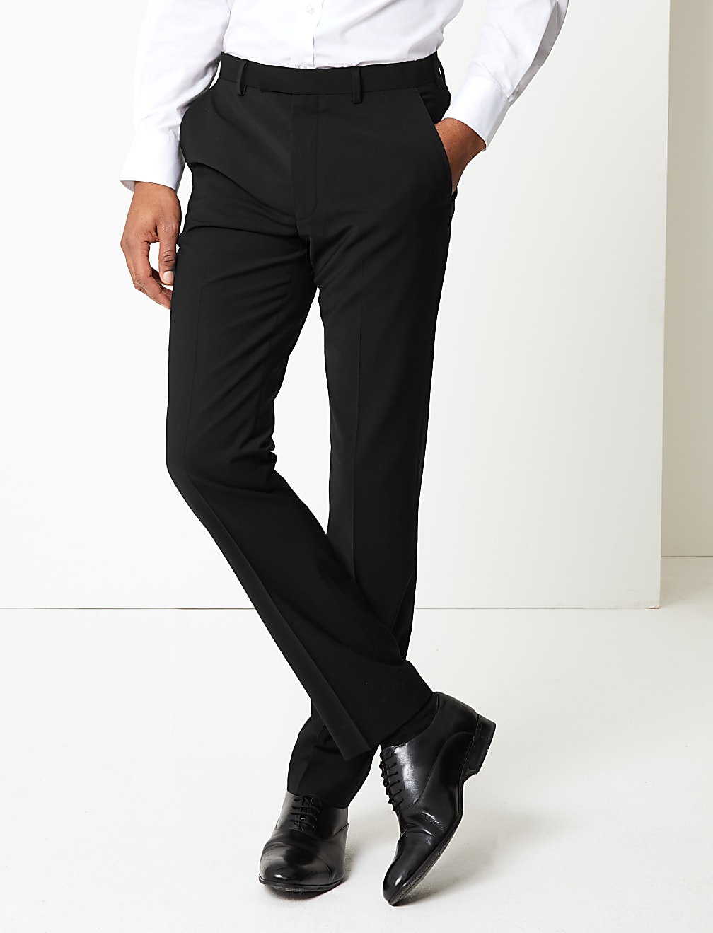 Black Slim Fit Wool Trousers