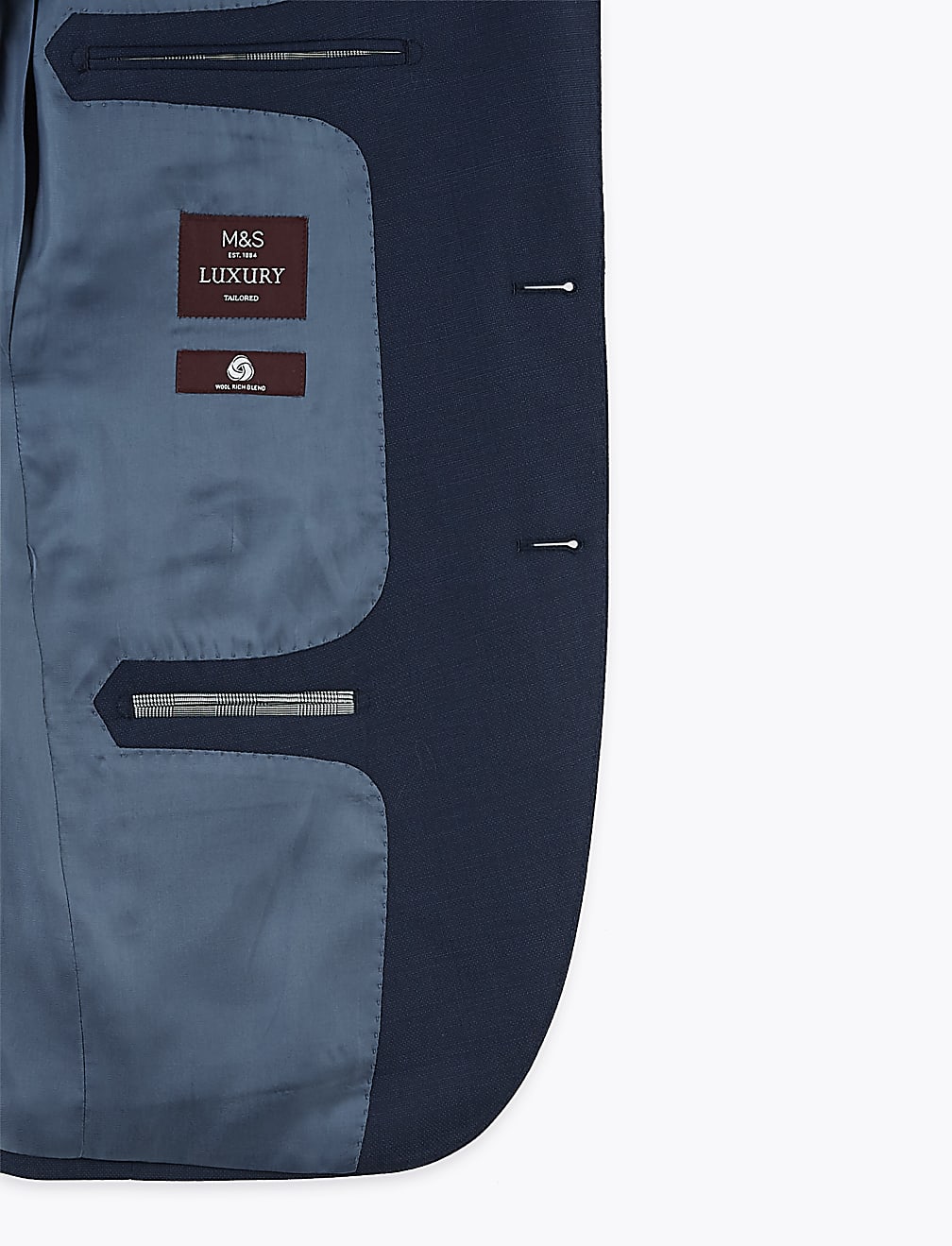 Blue Tailored Fit Wool Rich Jacket