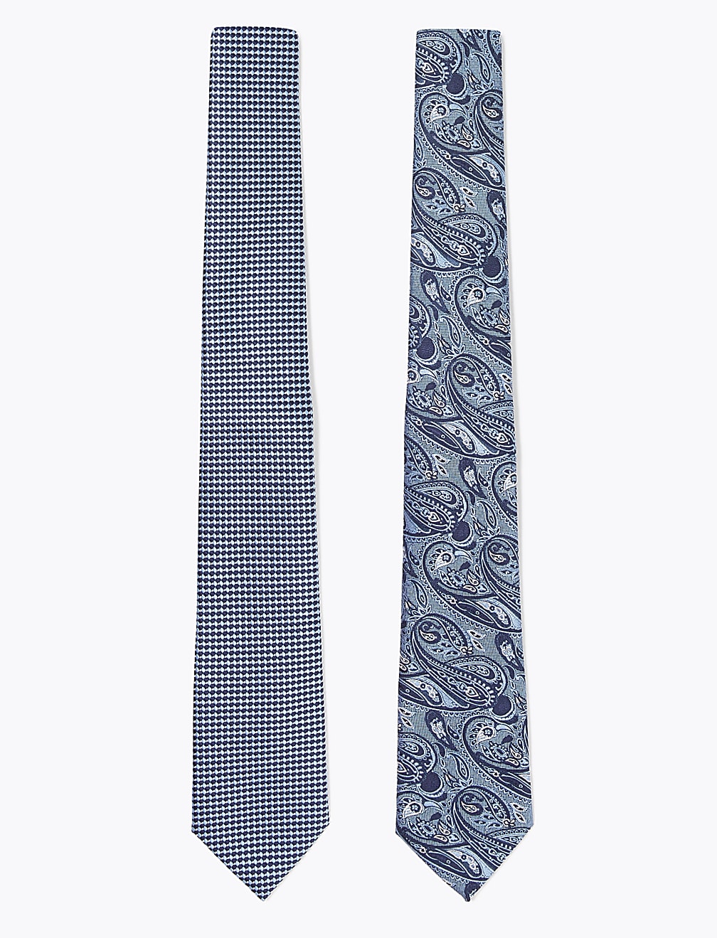 2 Pack Slim Woven Check & Paisley Ties