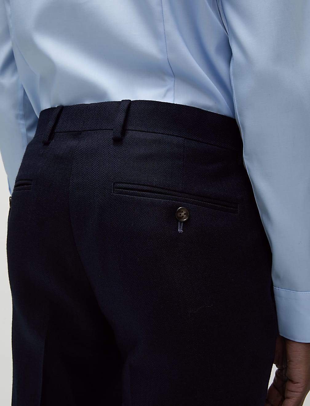 Slim Fit Wool Blend Herringbone Suit Trousers