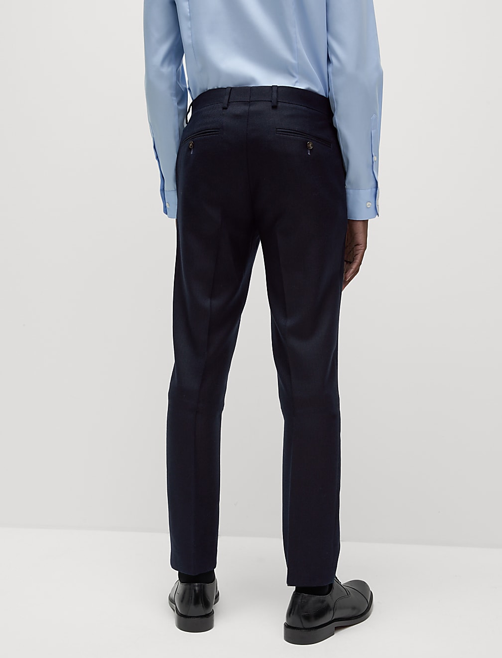 Slim Fit Wool Blend Herringbone Suit Trousers