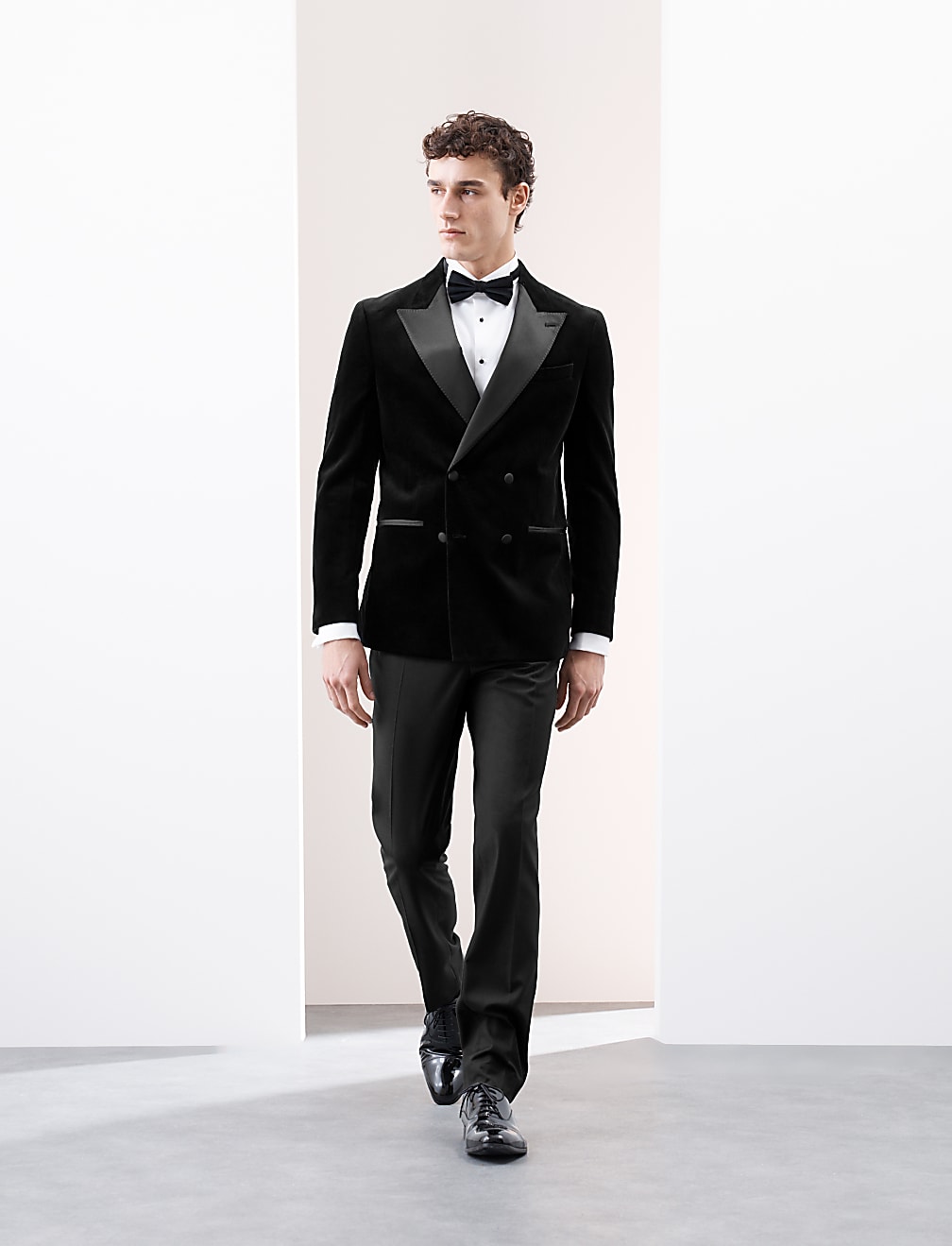 Pure Cotton Velvet Double Breasted Blazer