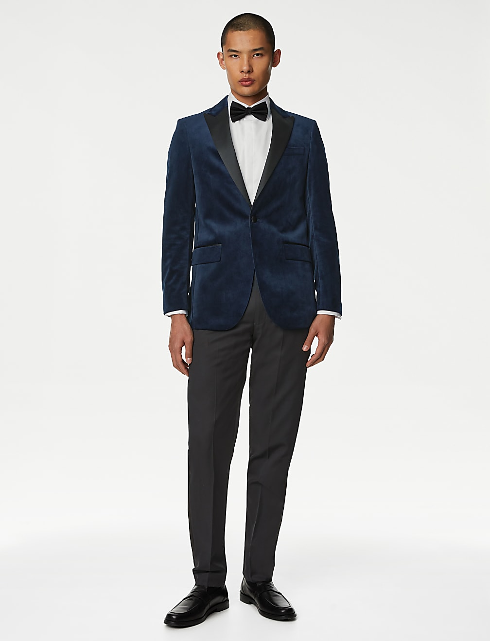 Slim Fit Velvet Peak Lapel Jacket