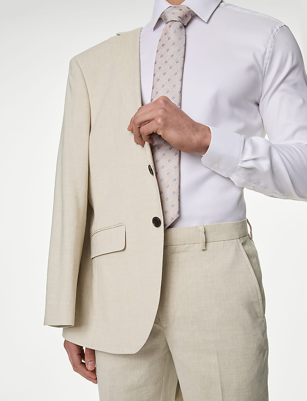 Tailored Fit Italian Performance Linen Suit Trousers