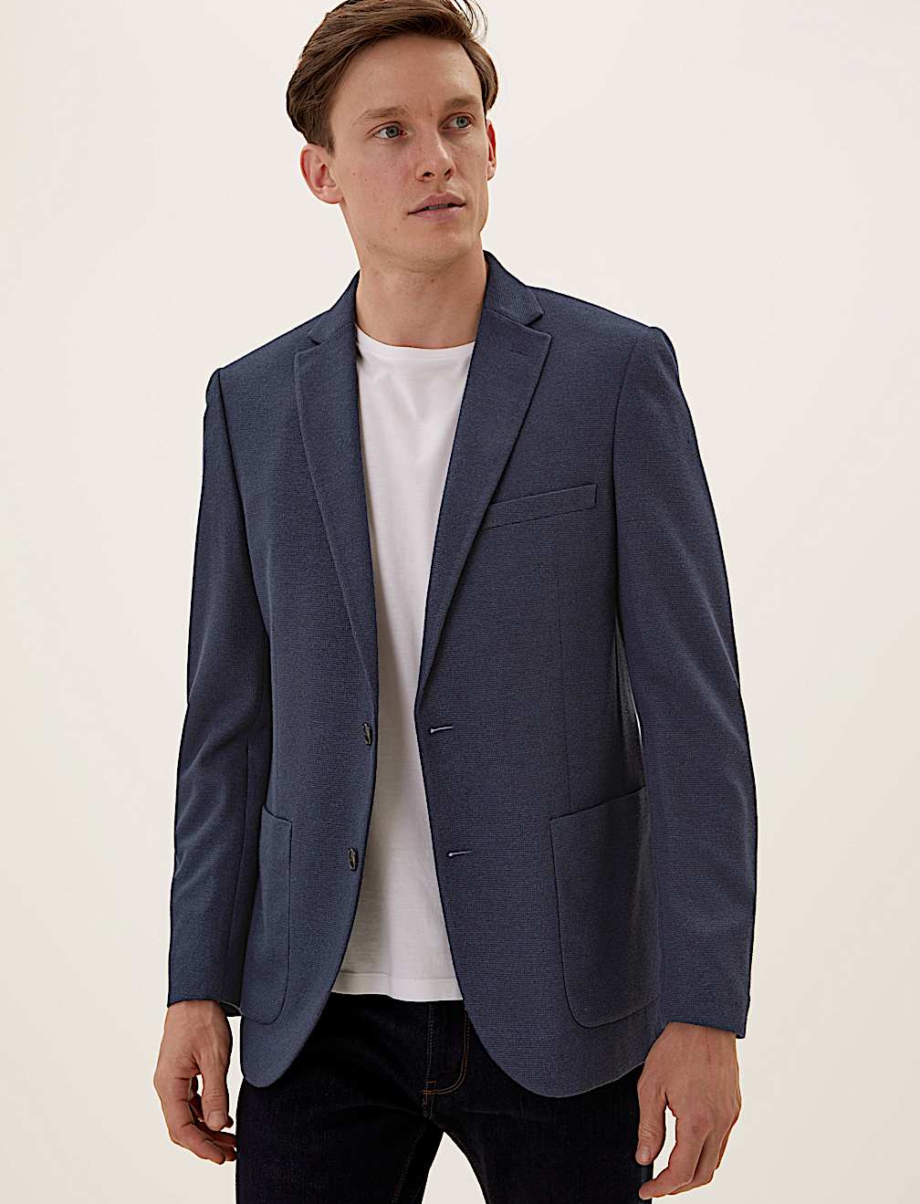 Slim Fit Textured Jacket with Stretch