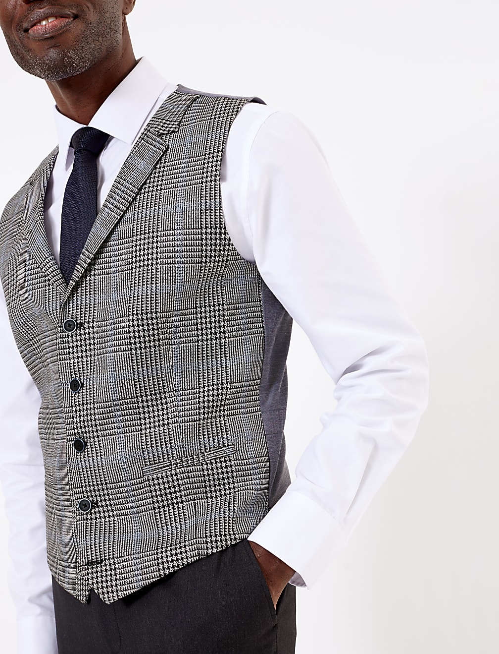 Regular Fit Checked Waistcoat