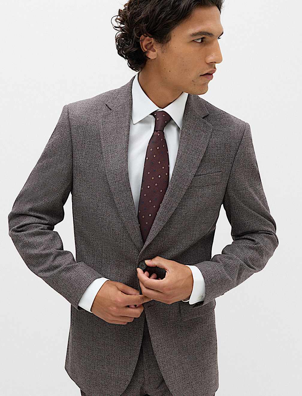 Tailored Fit Micro Check Suit Jacket
