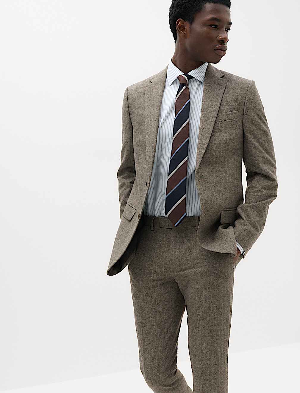 Slim Fit Striped Stretch Suit Jacket