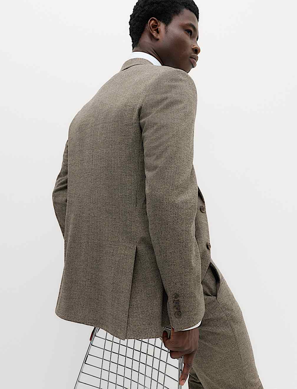 Slim Fit Striped Stretch Suit Jacket