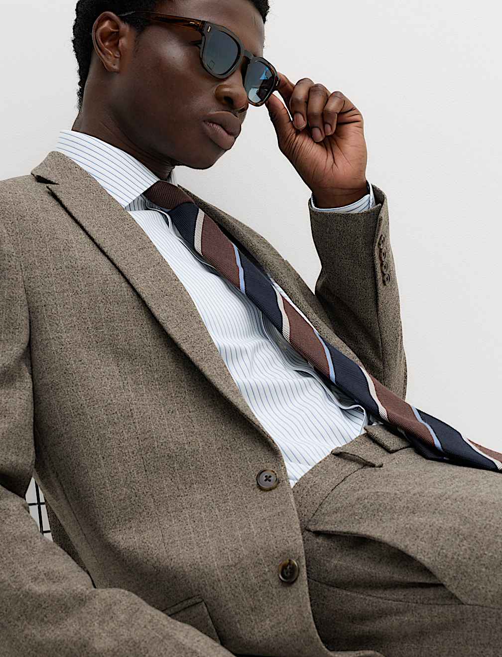 Slim Fit Striped Stretch Suit Jacket
