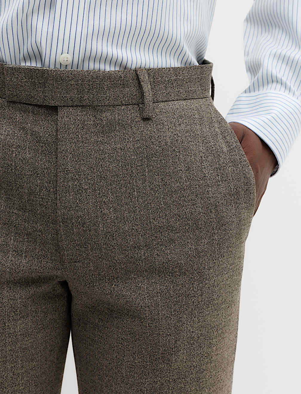 Slim Fit Striped Suit Trousers