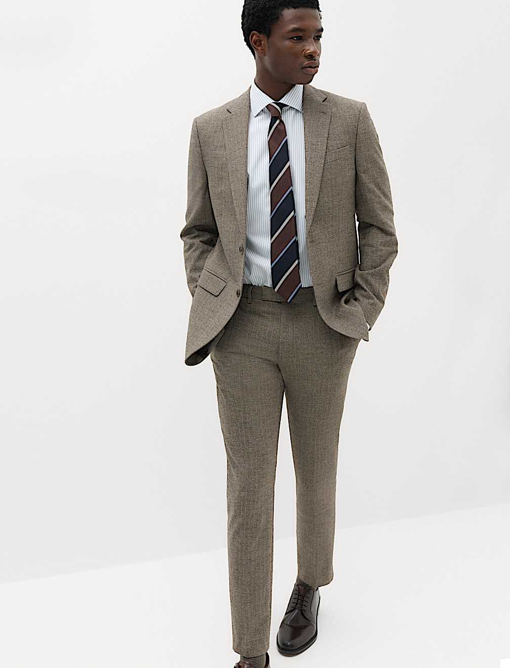 Slim Fit Striped Suit Trousers
