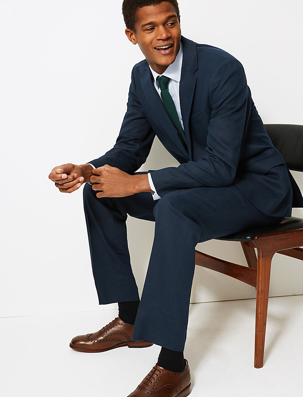 Textured Regular Fit Linen Suit Jacket