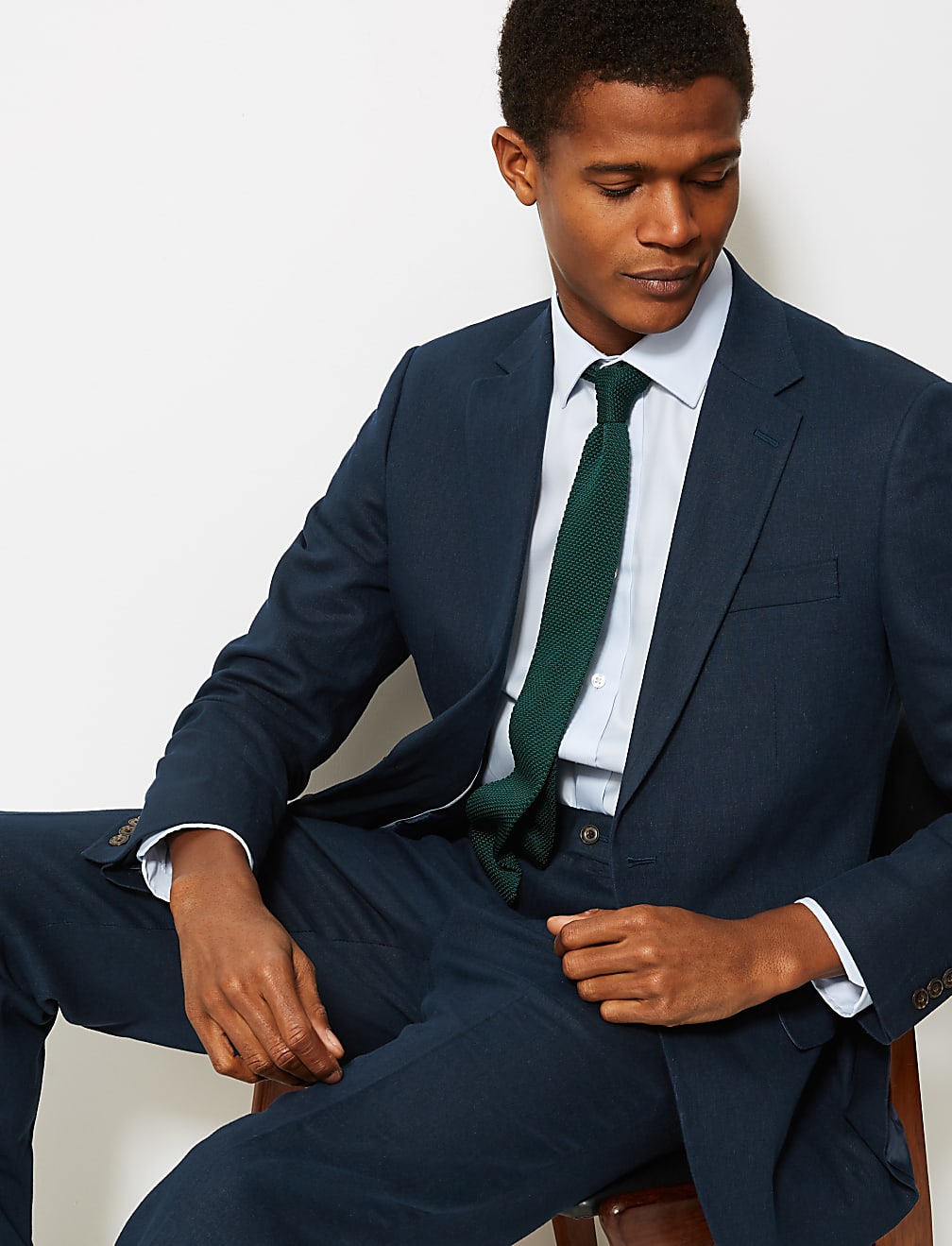 Textured Regular Fit Linen Suit Jacket