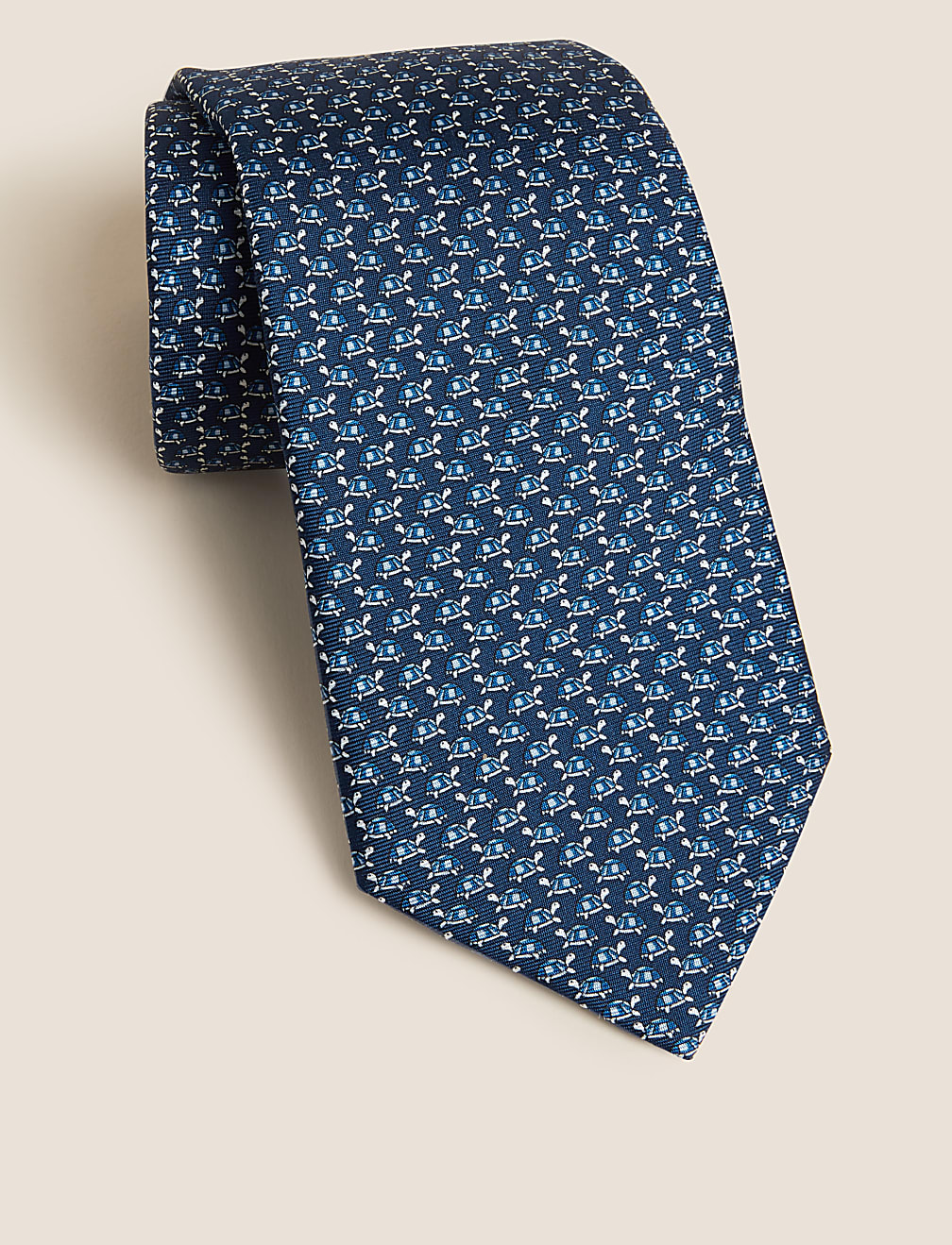 Turtle Print Pure Silk Tie
