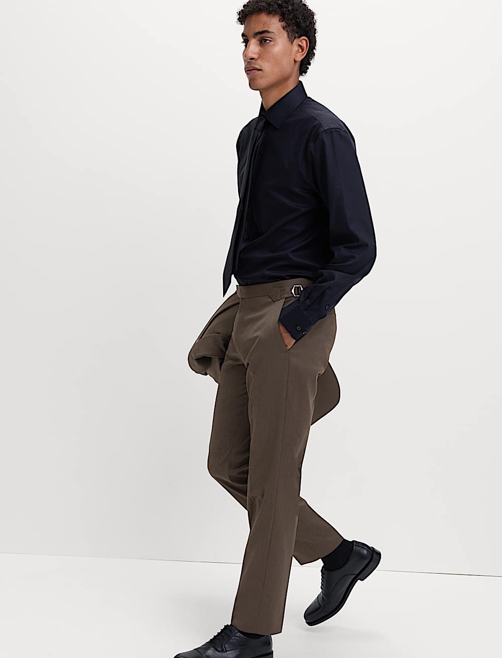 Tailored Fit Sateen Stretch Tuxedo Trousers