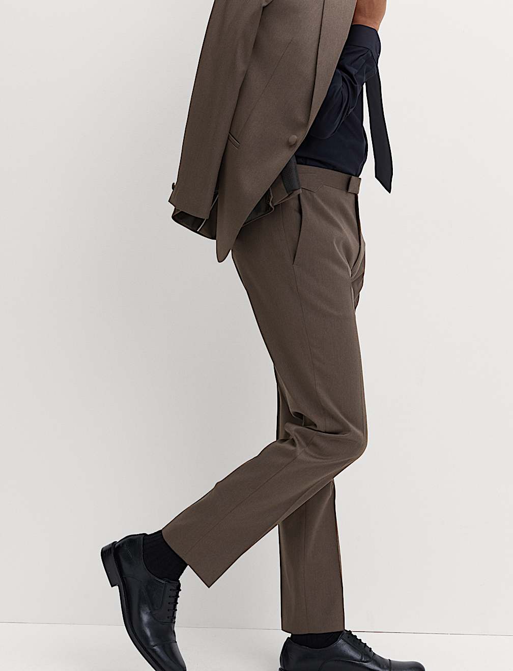 Tailored Fit Sateen Stretch Tuxedo Trousers