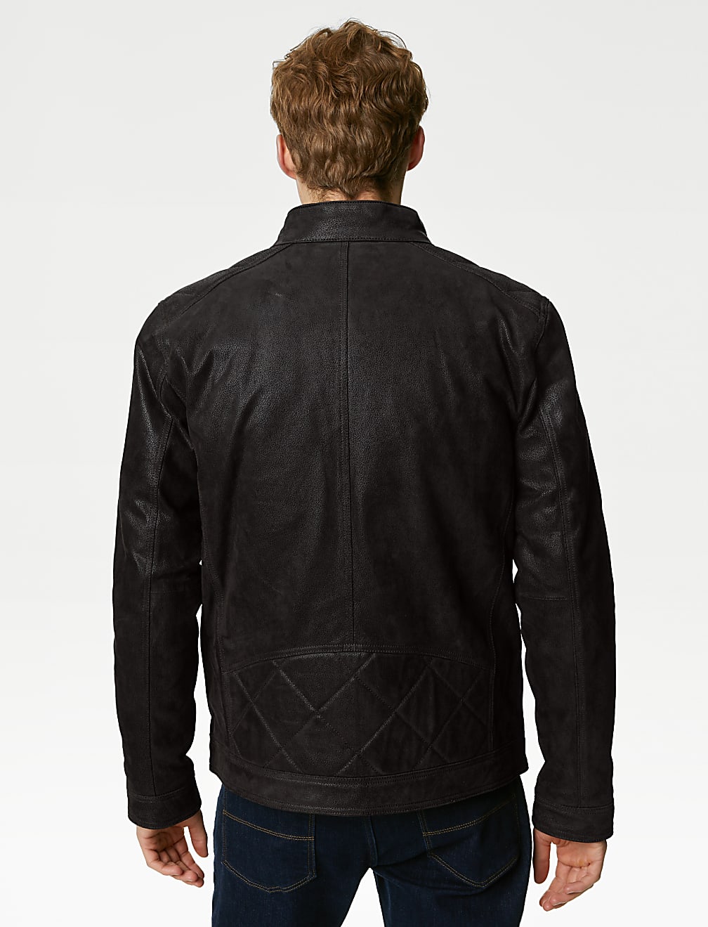 Double Collar Quilted Leather Jacket