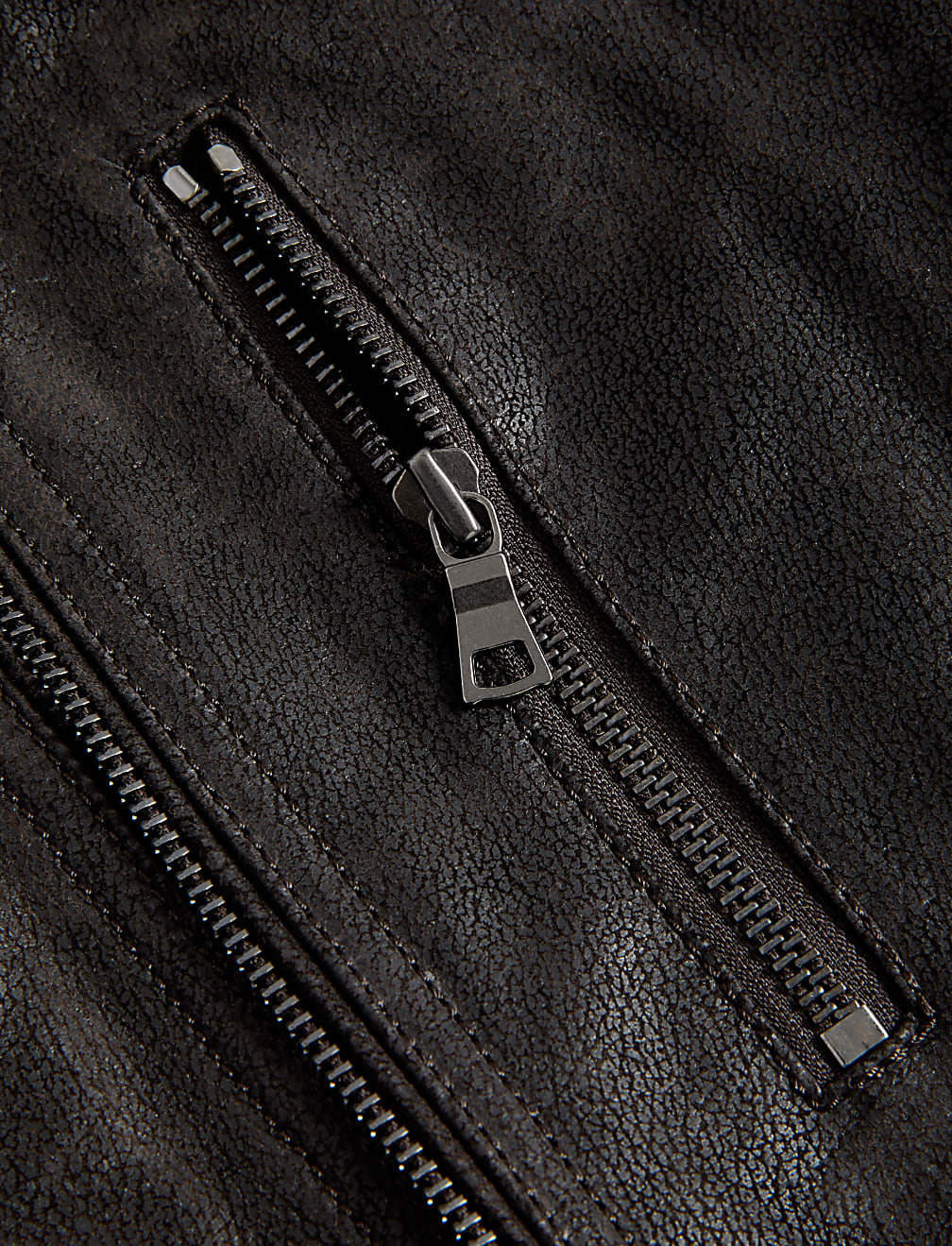 Double Collar Quilted Leather Jacket