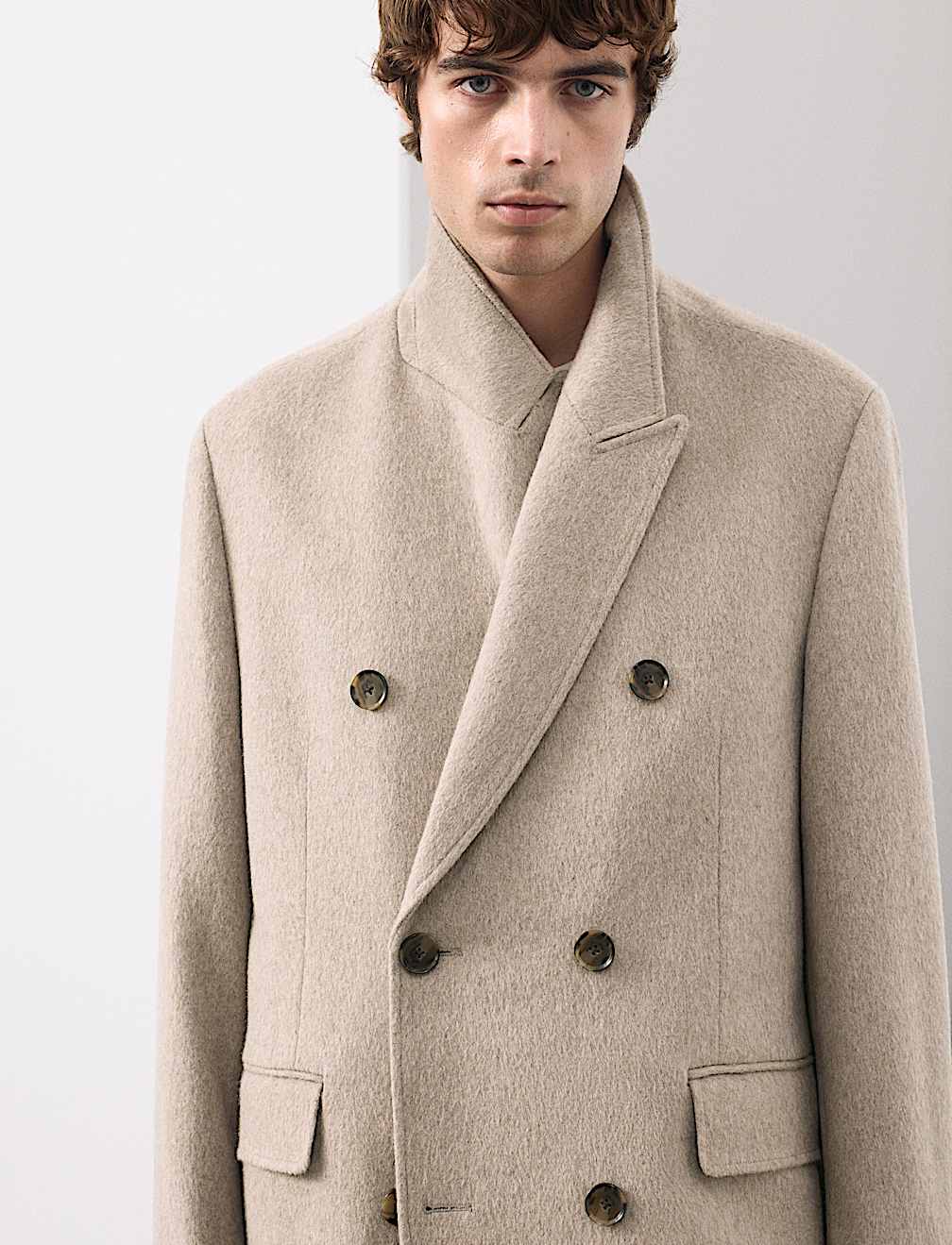 Wool Blend Long Haired Revere Coat