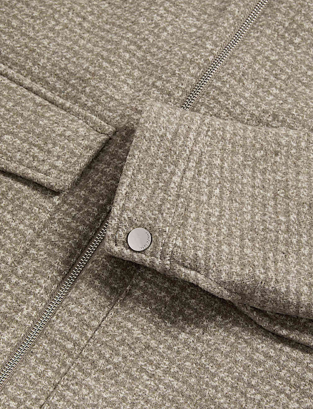 Wool Blend Zip Through Harrington Jacket