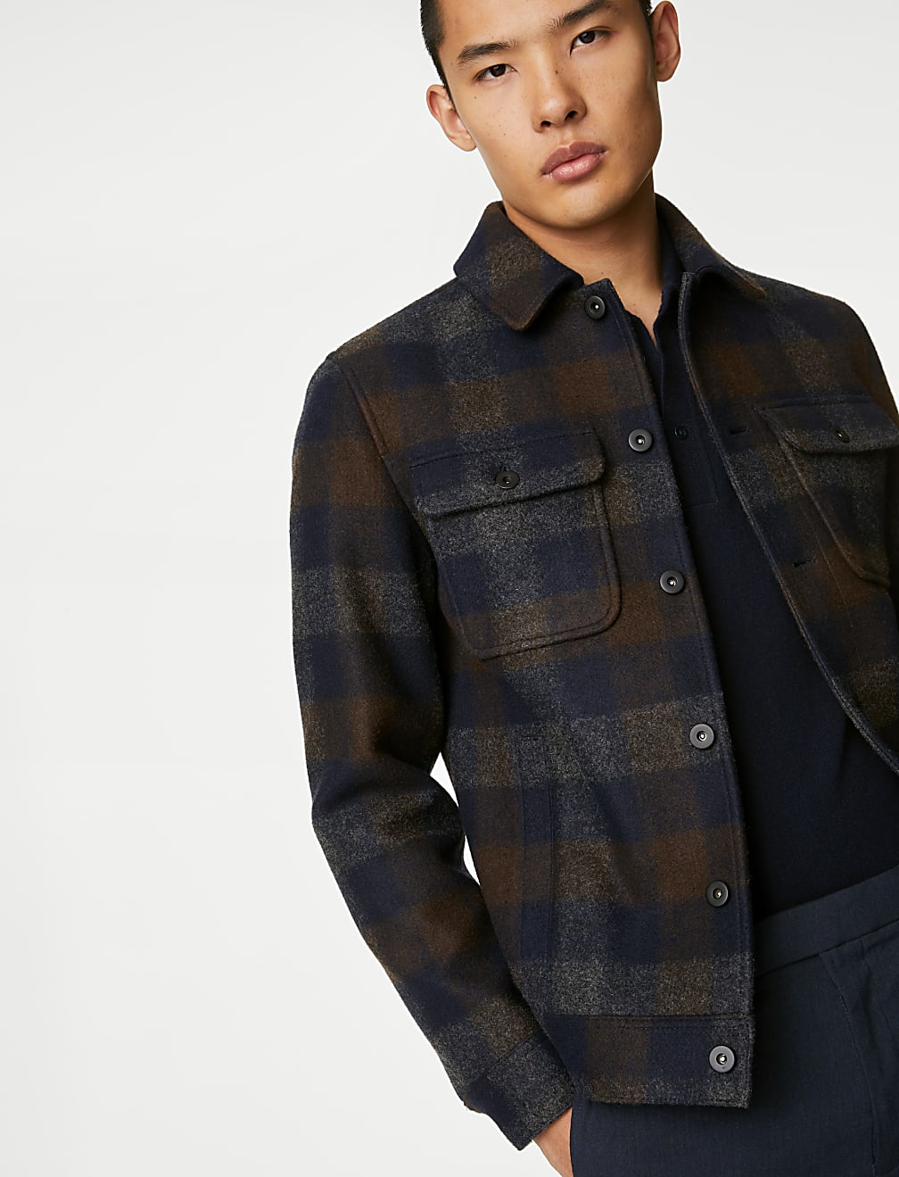 Checked Button-through Jacket