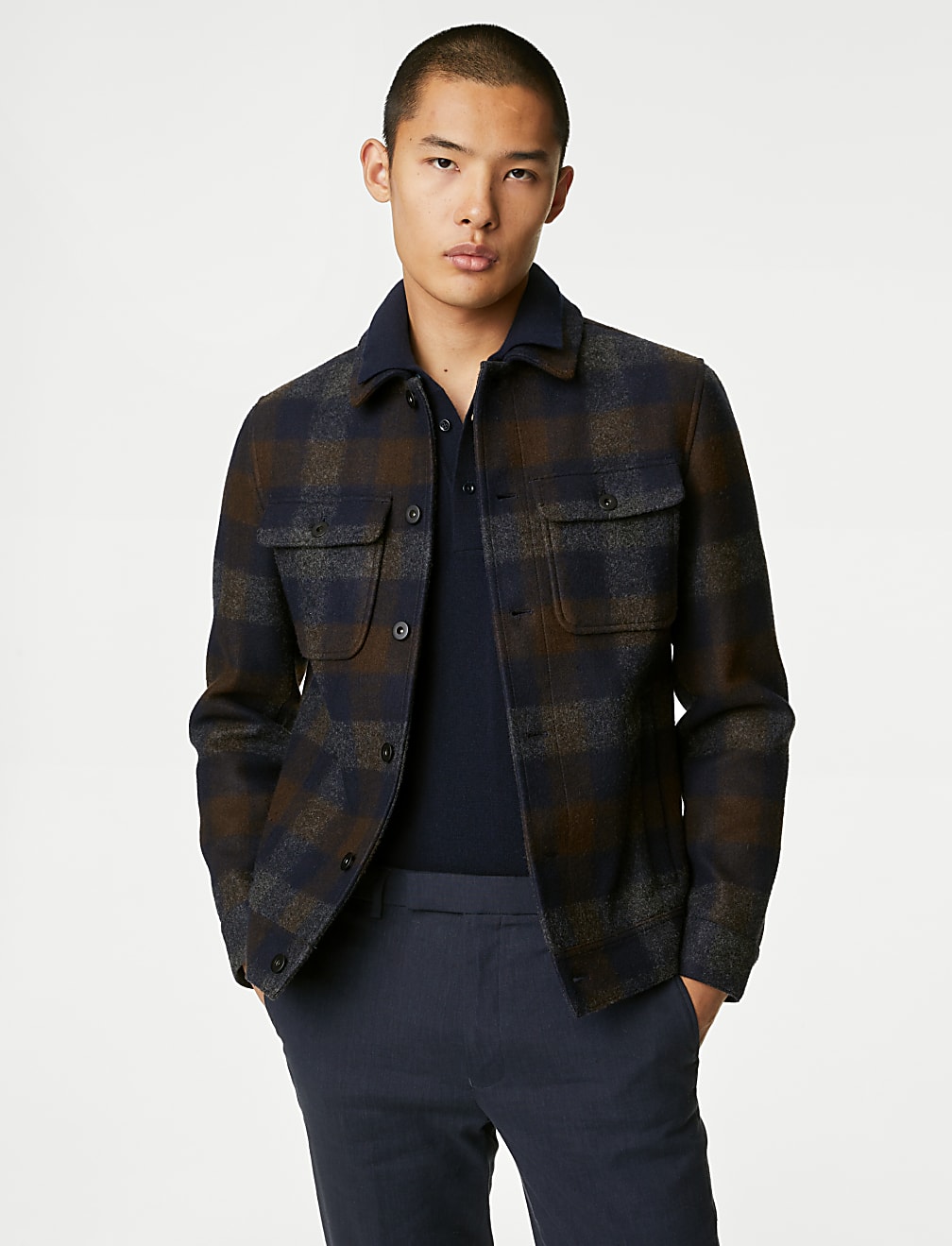 Checked Button-through Jacket