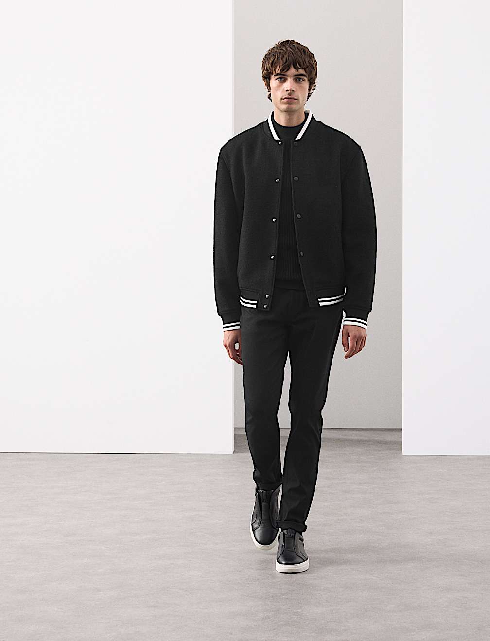 Wool Blend Varsity Bomber Jacket