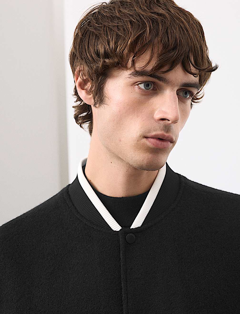 Wool Blend Varsity Bomber Jacket