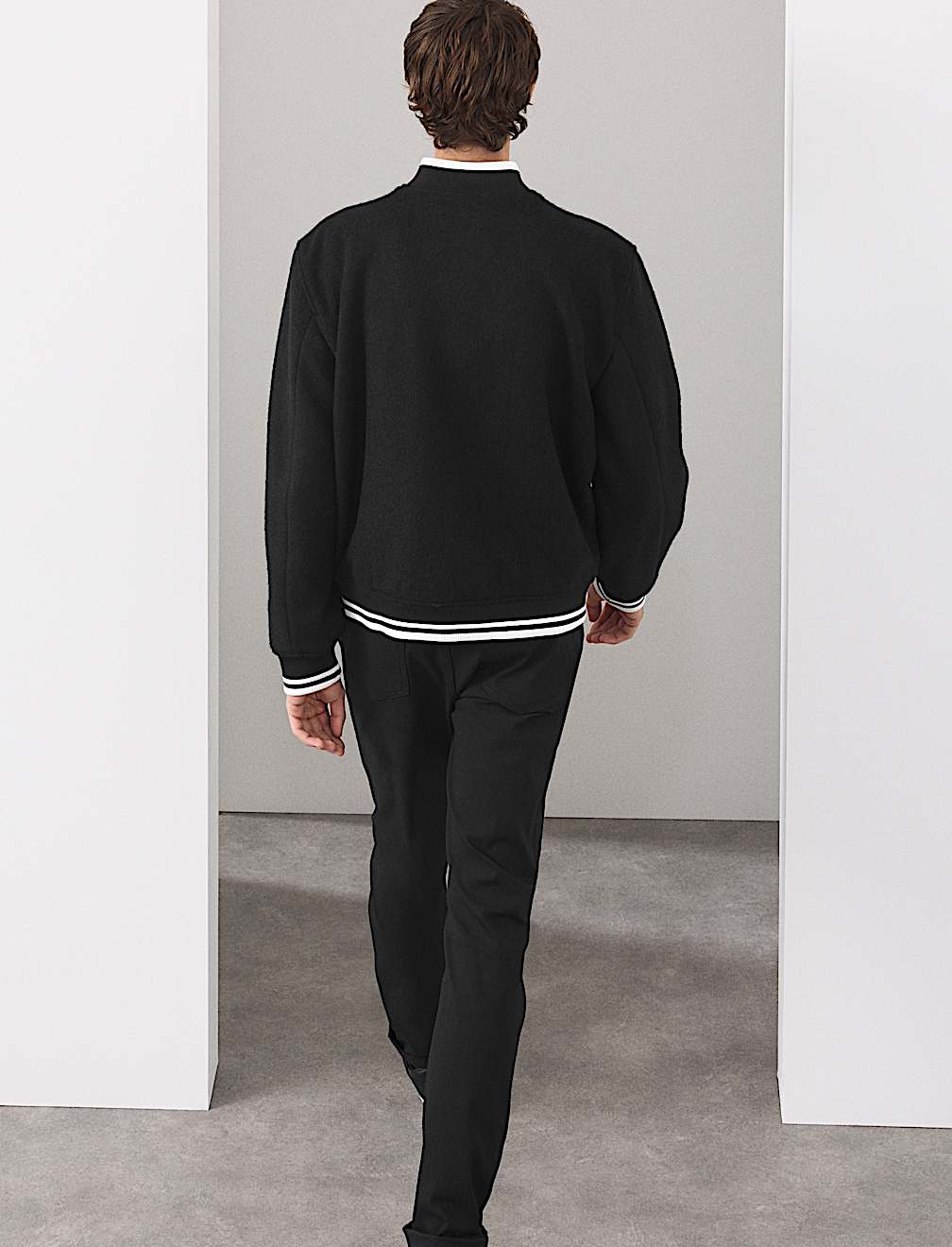 Wool Blend Varsity Bomber Jacket