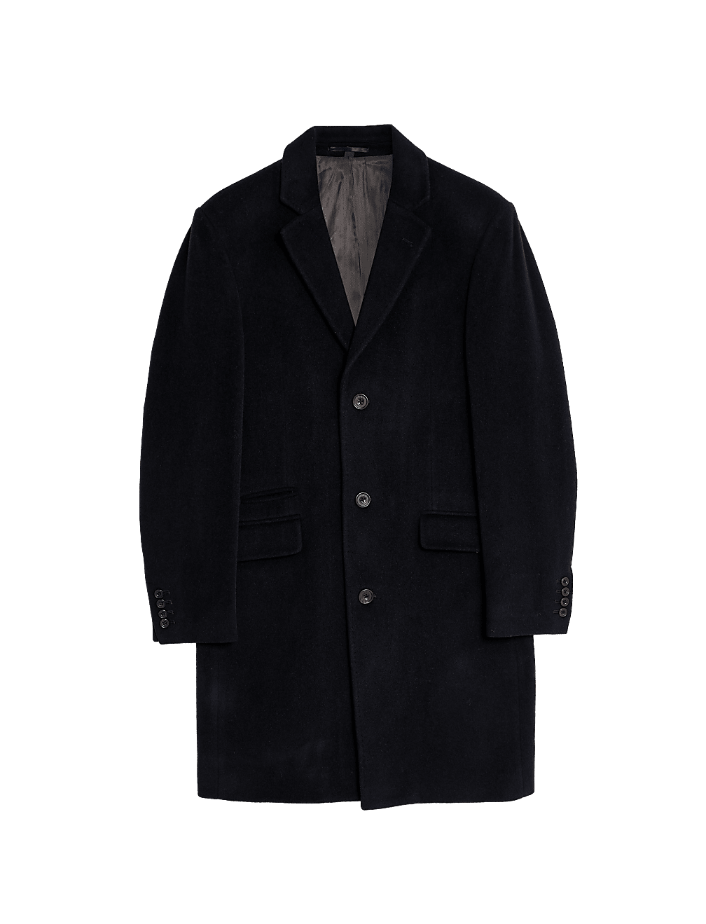 Wool Rich Revere Overcoat with Cashmere