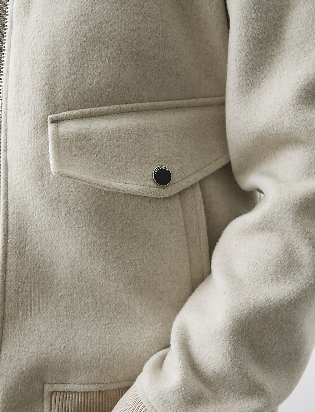 Wool Blend Harrington Bomber Jacket