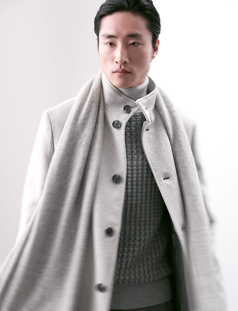 Wool Blend Funnel Neck Coat