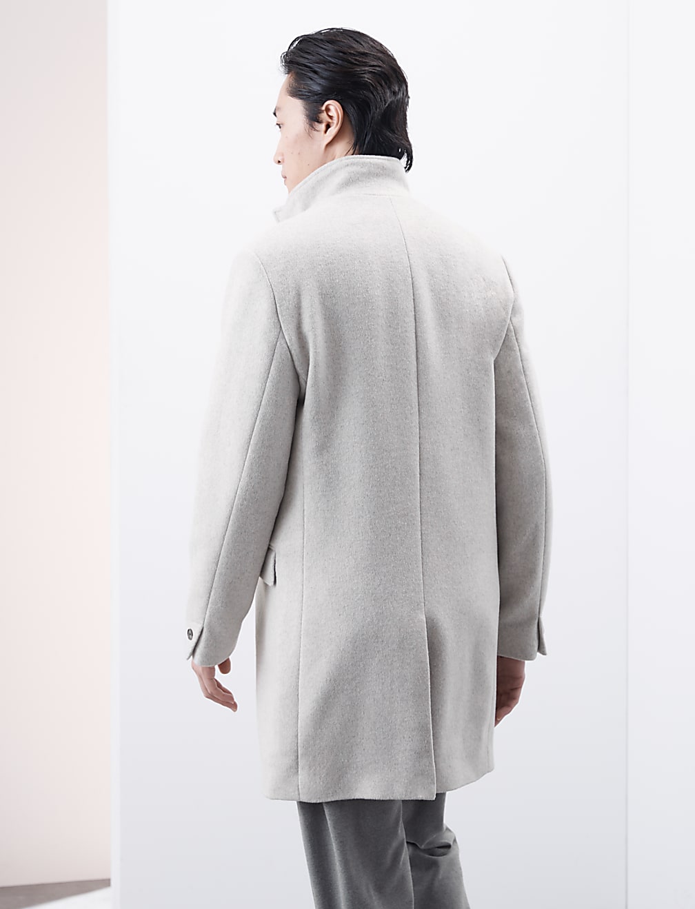 Wool Blend Funnel Neck Coat