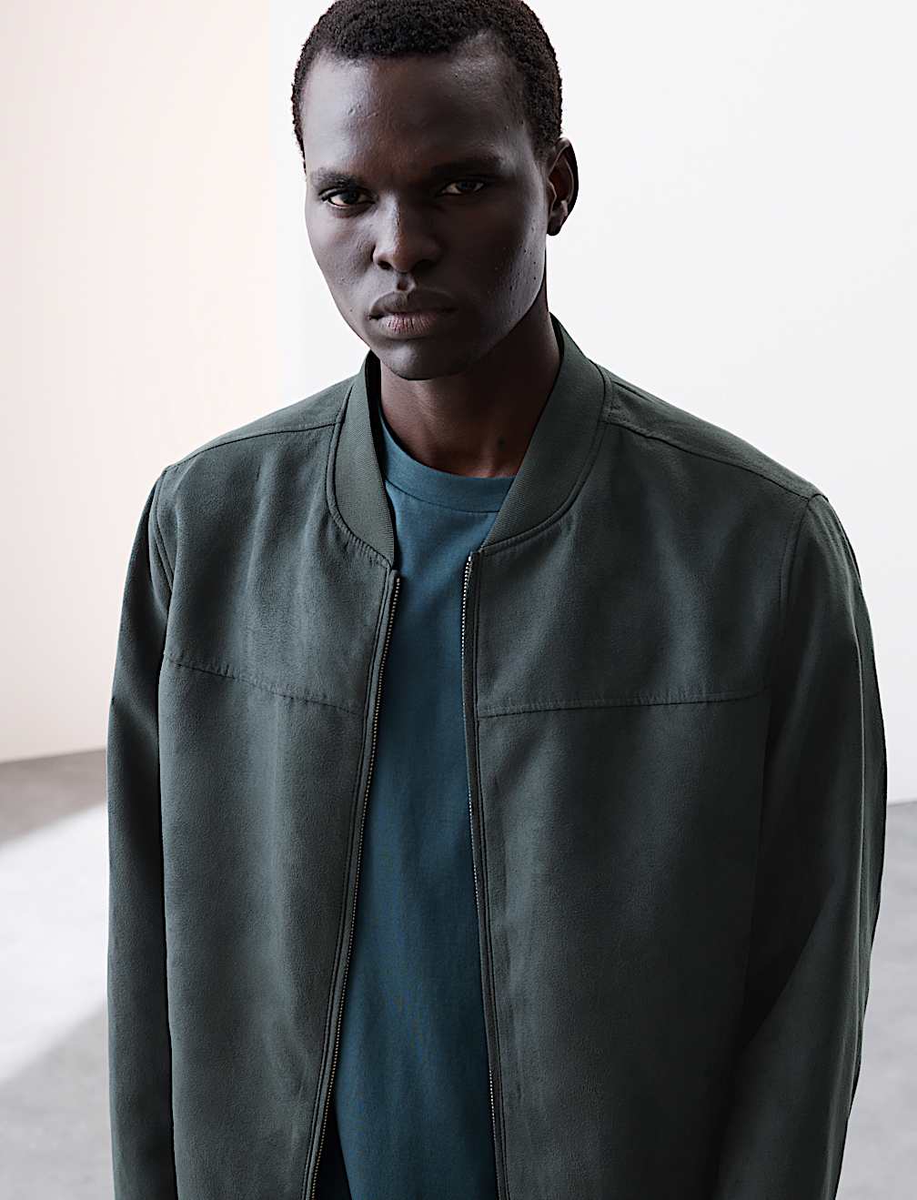 Faux Suede Bomber Jacket