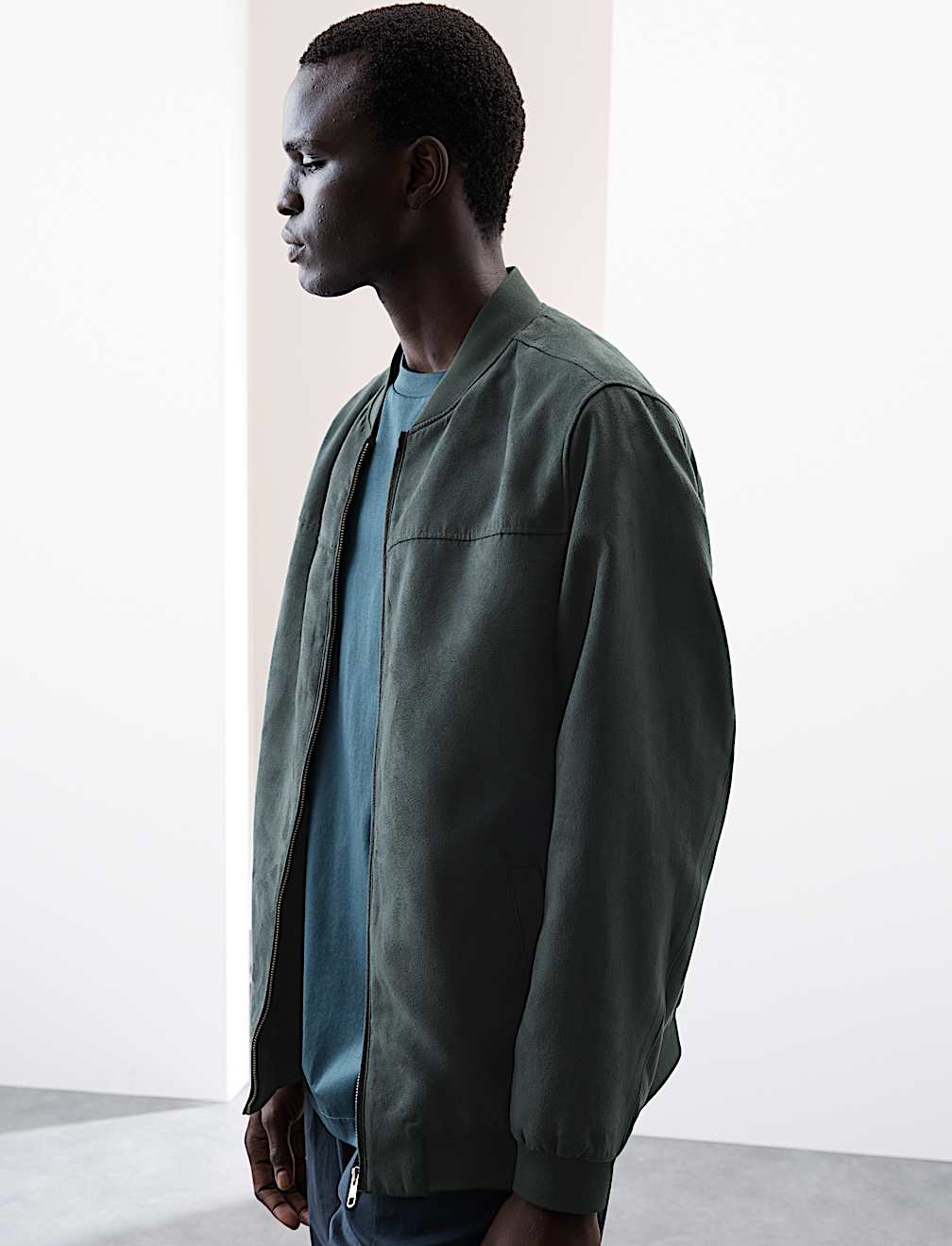 Faux Suede Bomber Jacket