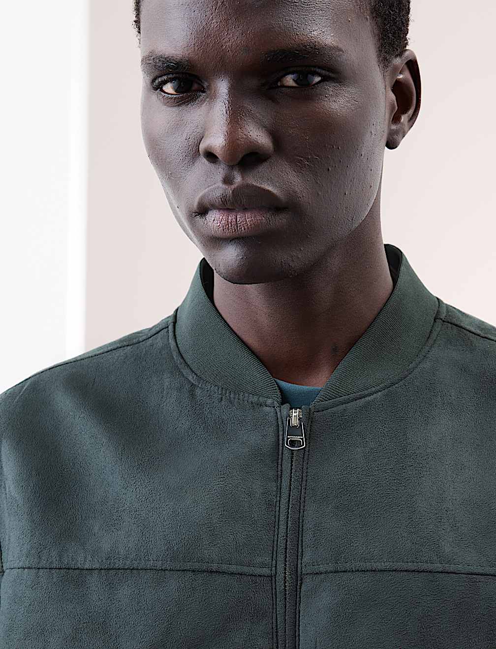 Faux Suede Bomber Jacket