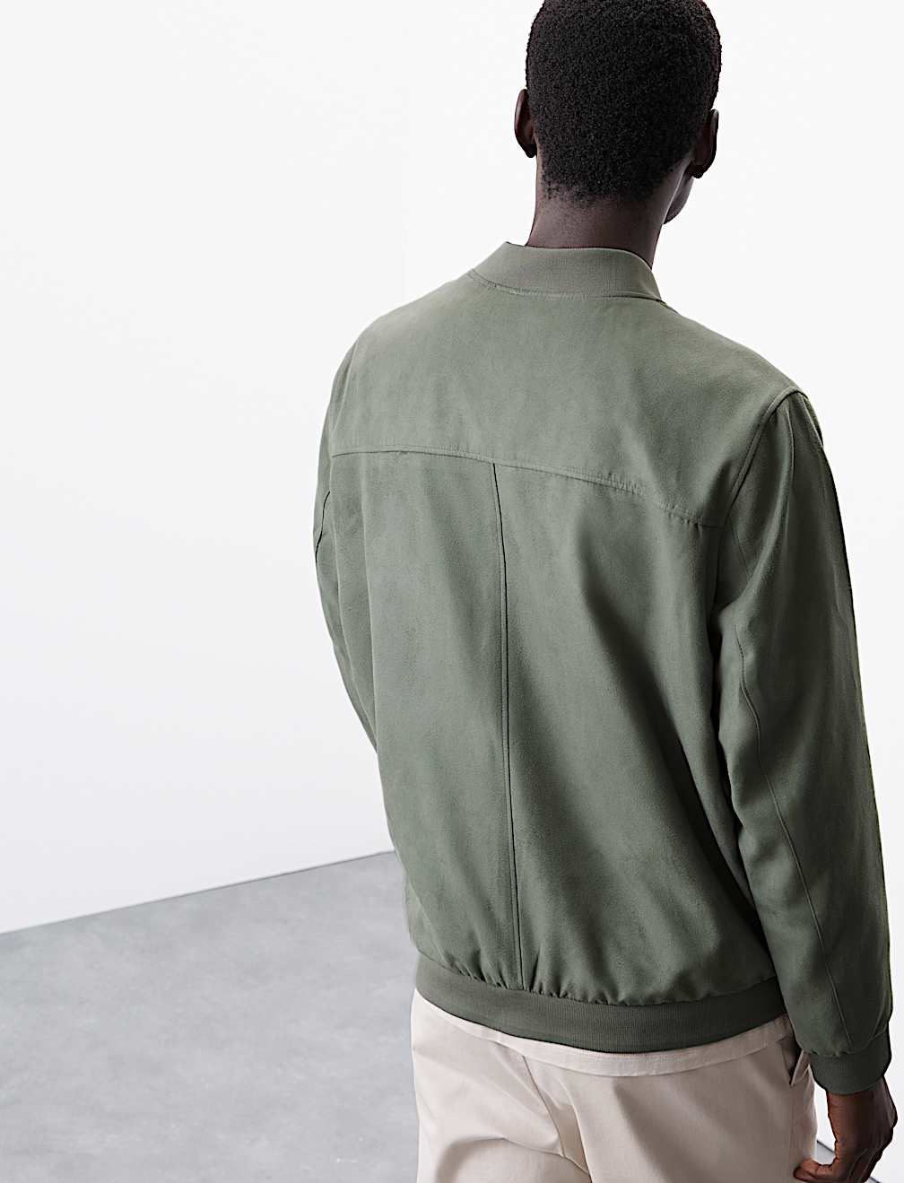 Faux Suede Bomber Jacket