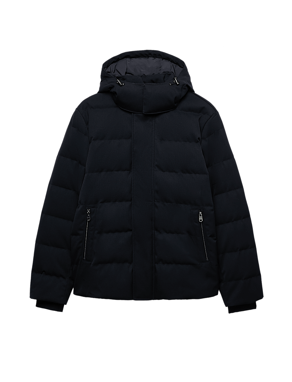 Feather and Down Technical Wool Puffer Jacket