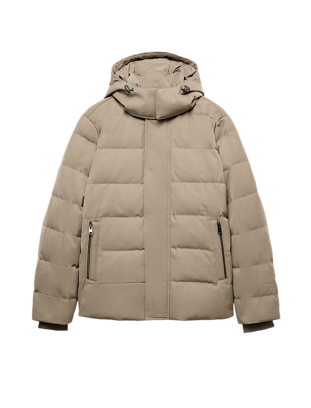 Feather and Down Technical Wool Puffer Jacket