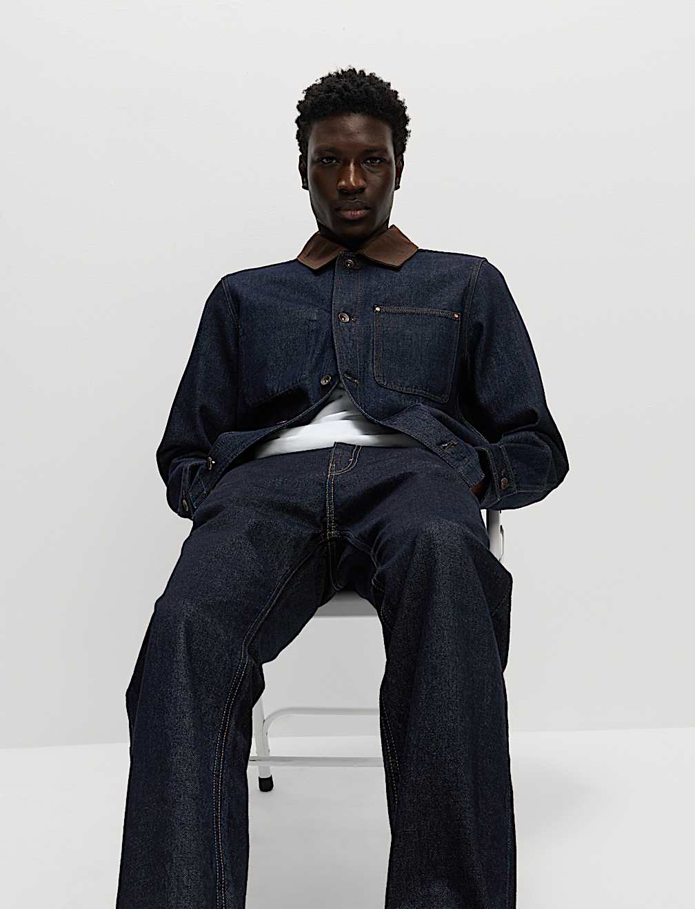Denim Contrast Collar Jacket