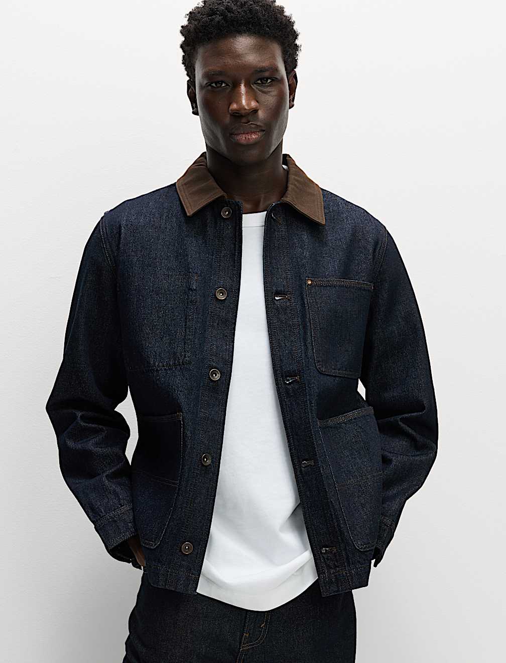 Denim Contrast Collar Jacket