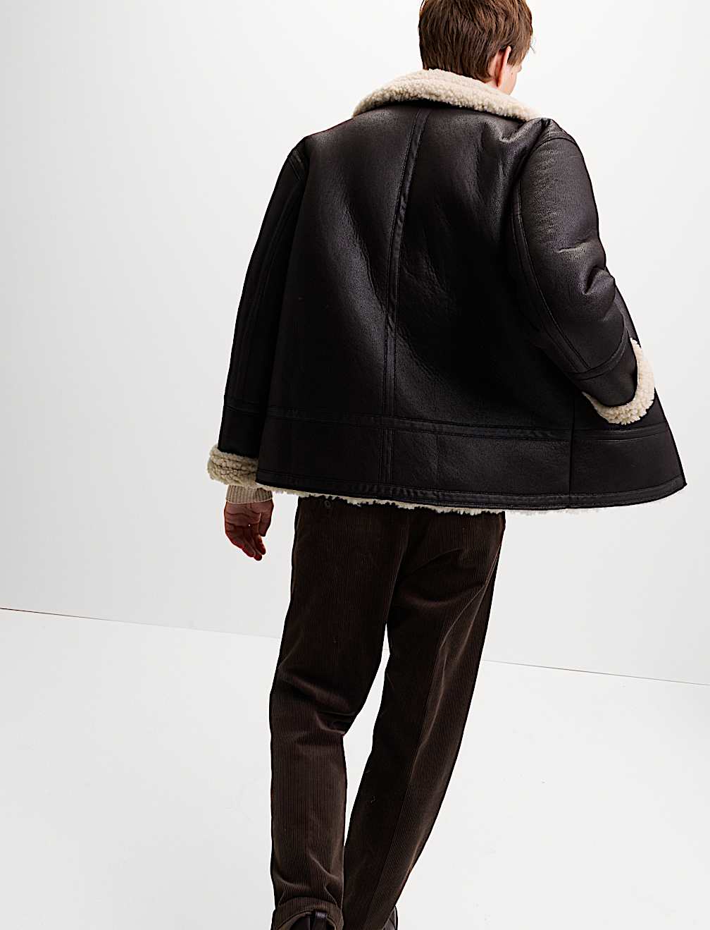 Faux Leather Aviator Jacket