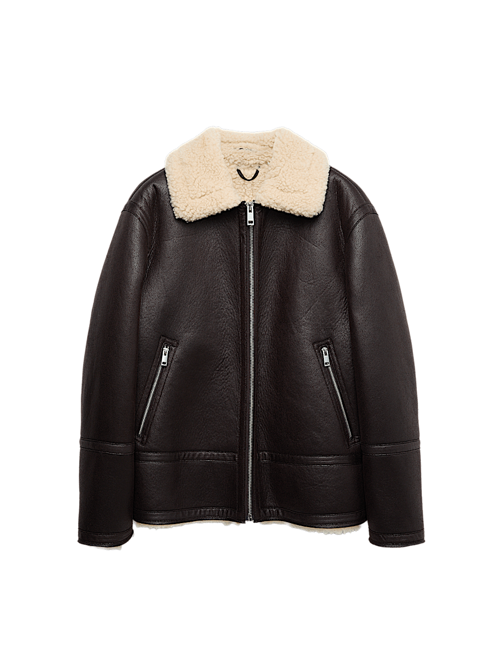 Faux Leather Aviator Jacket