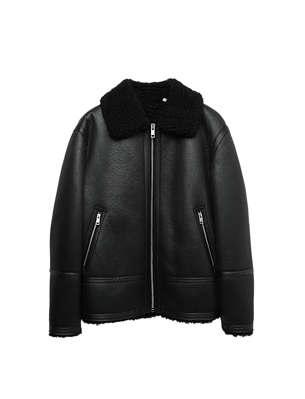 Faux Leather Aviator Jacket