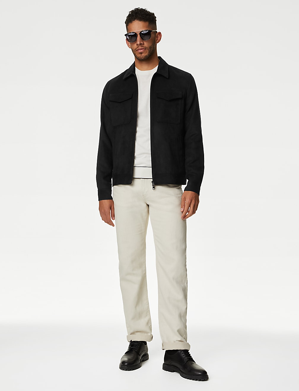 Faux Suede Harrington Jacket