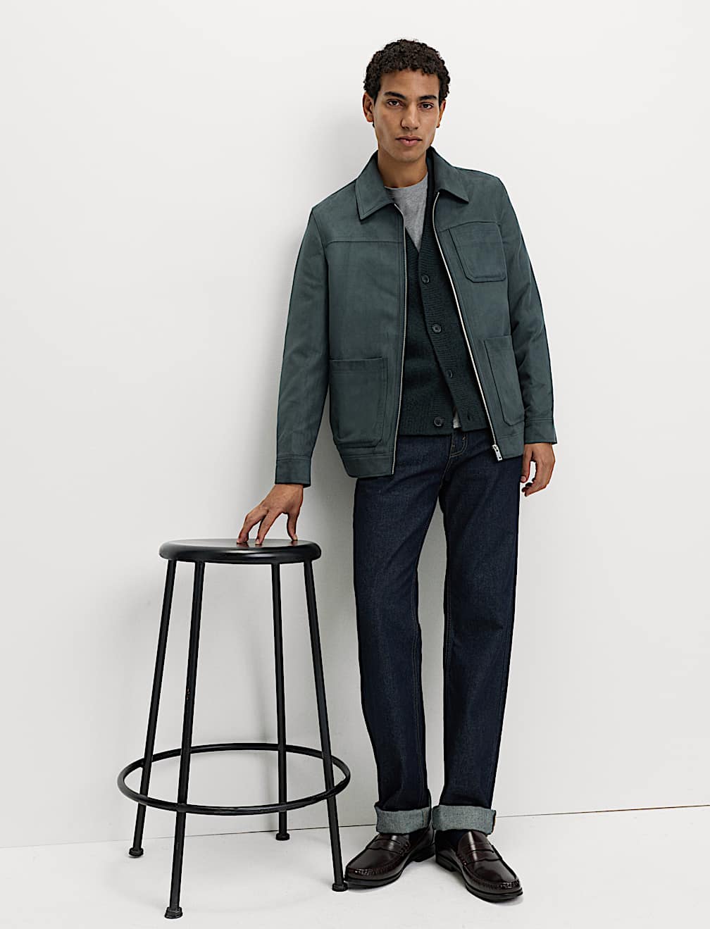 Faux Suede Chore Jacket