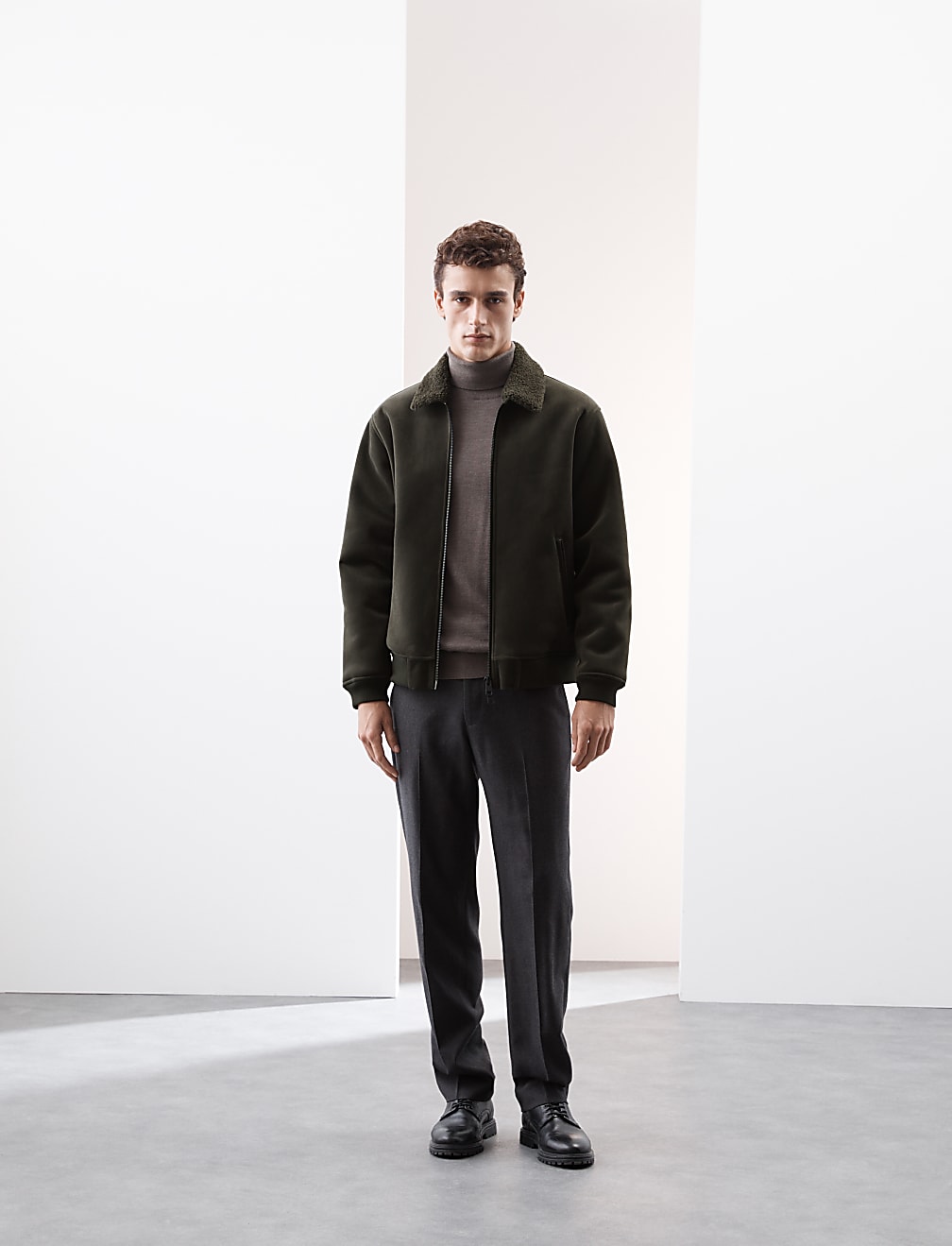 Faux Suede Bomber Jacket