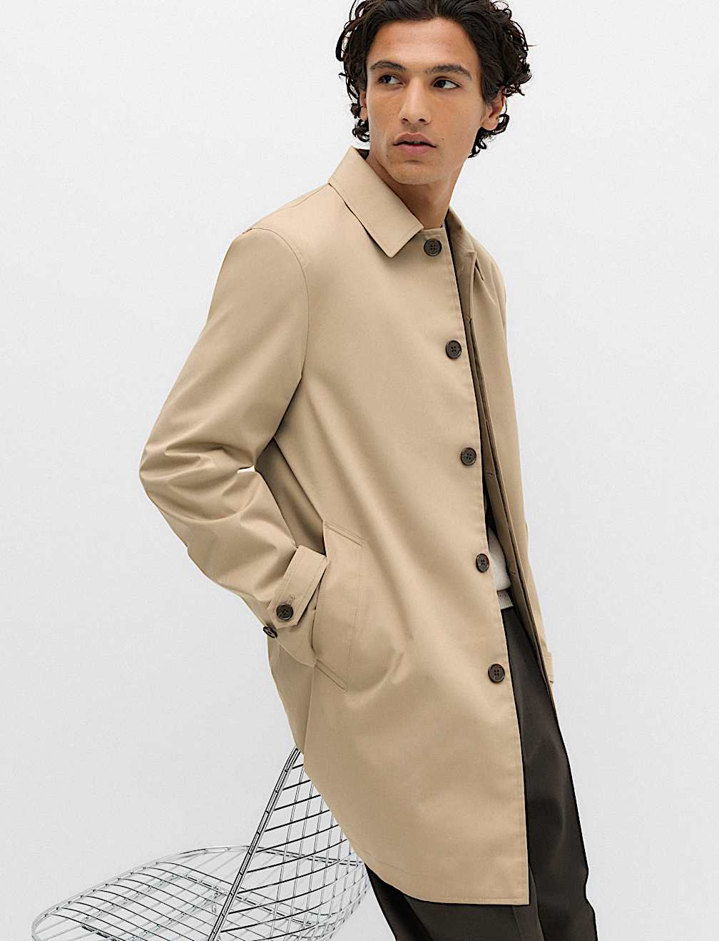 Cotton Blend Car Coat Mac