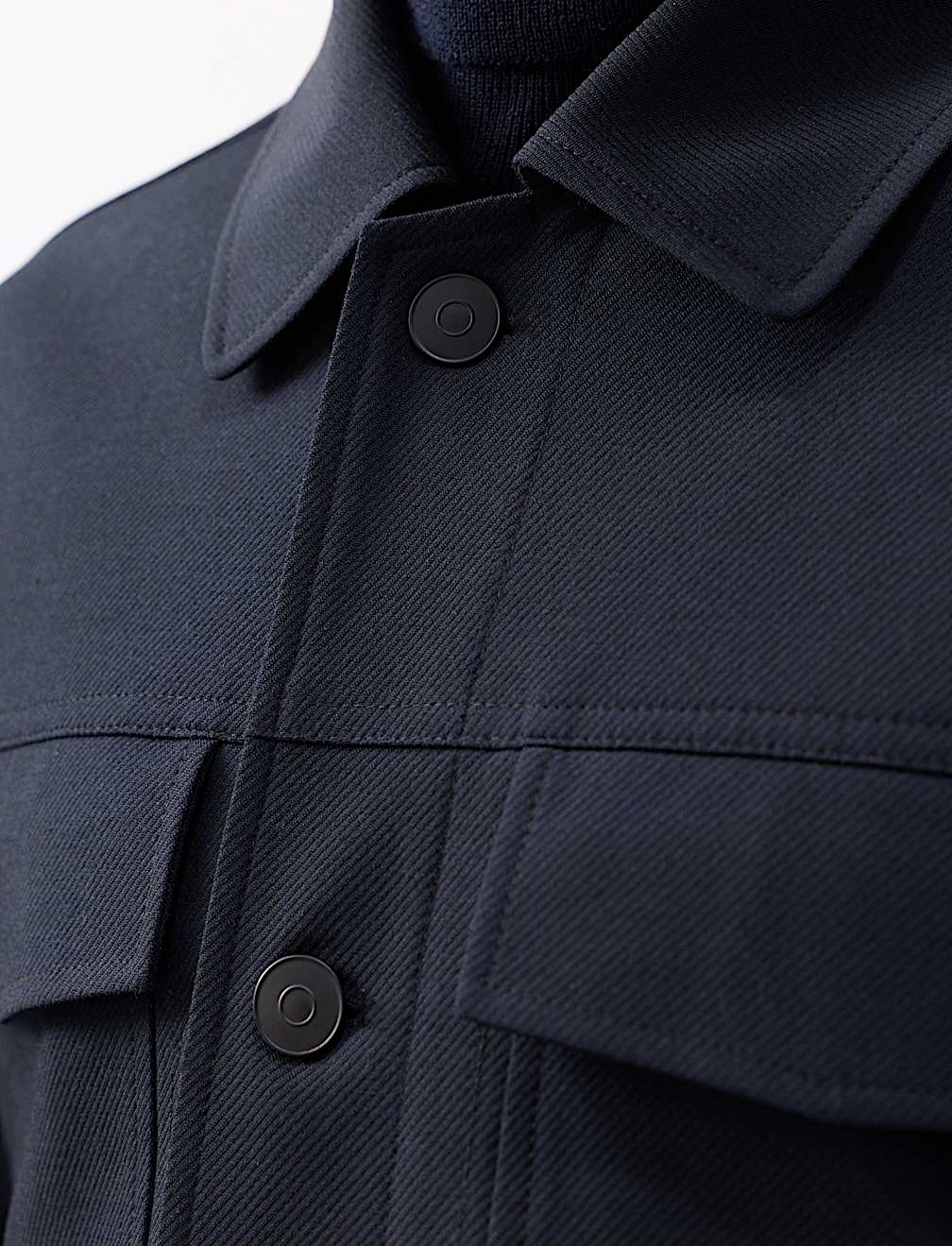 Textured Technical Twill Trucker Jacket